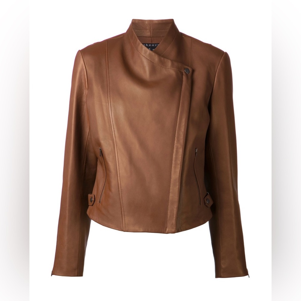 Theory Phelan New Ford Leather Jacket in Brown. SZ Large. NWT. Never Worn.